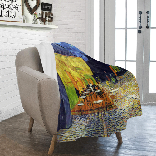 Vincent Willem van Gogh - Cafe Terrace at Night Ultra-Soft Micro Fleece Blanket 40"x50"