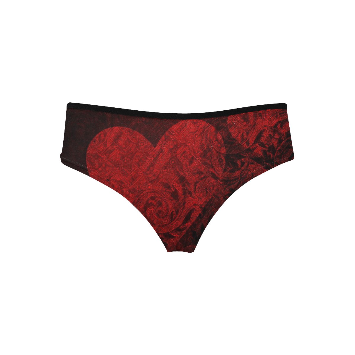 Deep Red velvet hearts Women's Hipster Panties (Model L33)