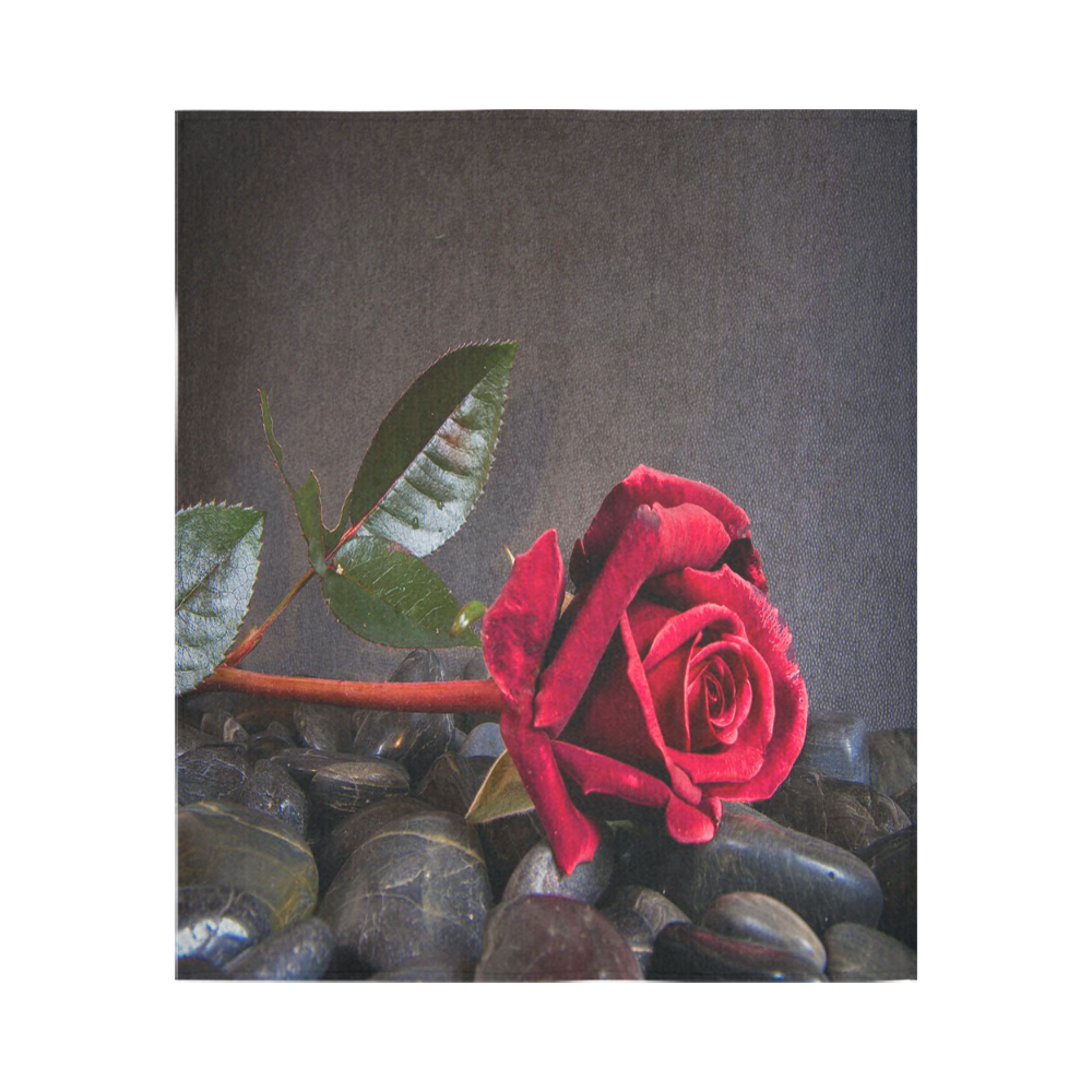 Rose On The Rocks Cotton Linen Wall Tapestry 51"x 60"