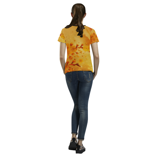 Floral design, soft colors All Over Print T-shirt for Women/Large Size (USA Size) (Model T40)