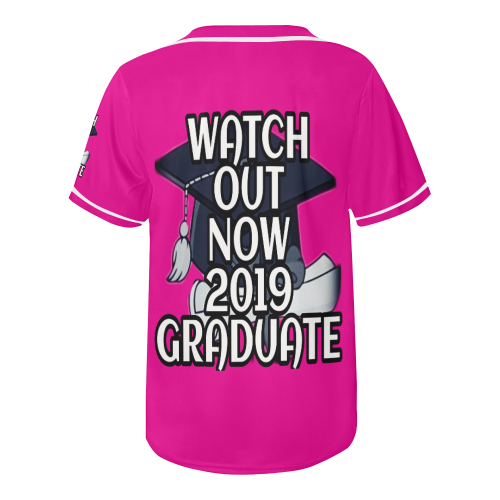 2019 Graduate Pink All Over Print Baseball Jersey for Men (Model T50)