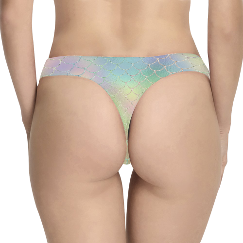 Pastel Mermaid Sparkles Women's All Over Print Thongs (Model L30)