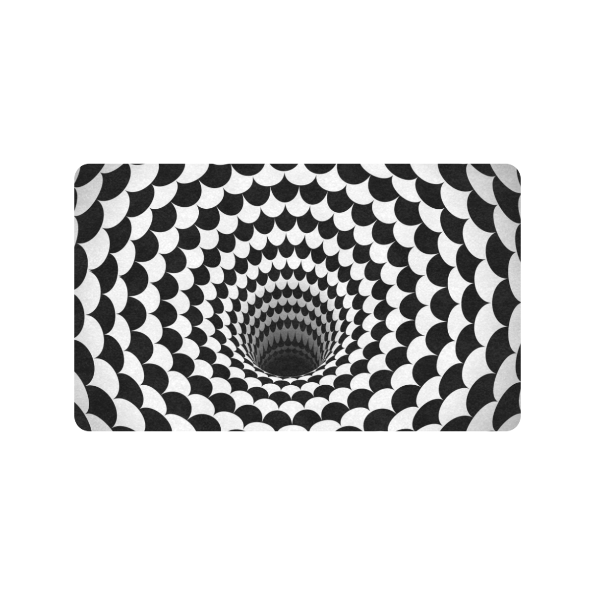 Optical Illusion Black Hole Scales (Black/White) Doormat 30"x18" (Black Base)