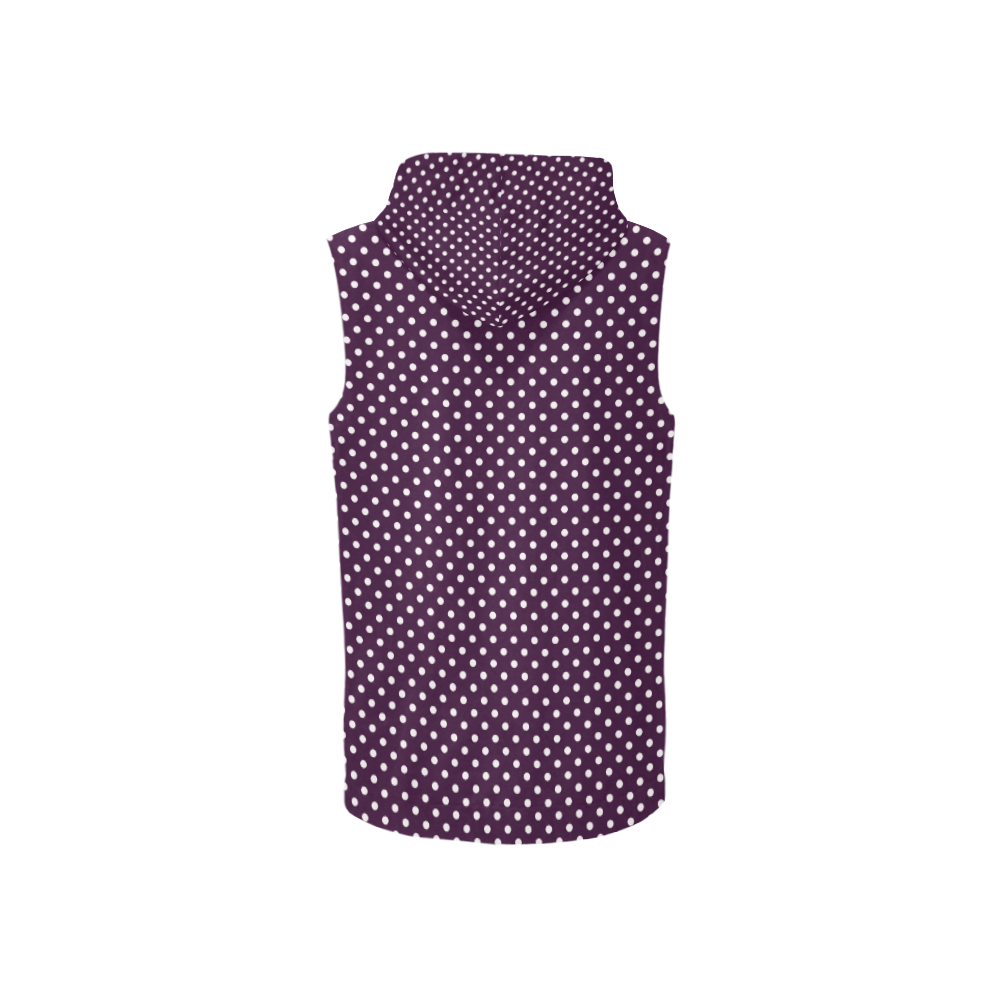 Burgundy polka dots All Over Print Sleeveless Zip Up Hoodie for Women (Model H16)