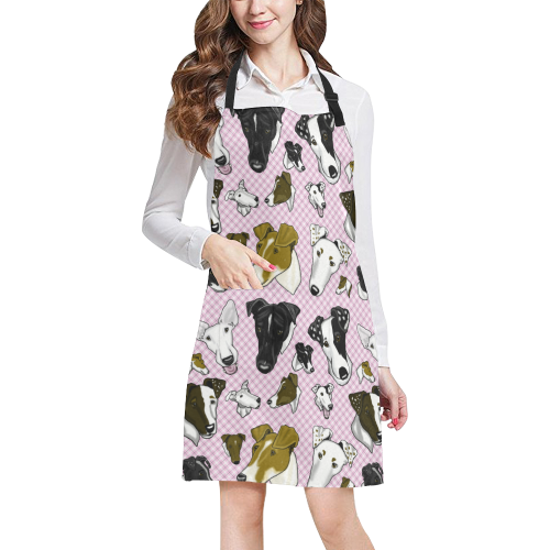 Smooth fox Terrier Plaid pink All Over Print Apron
