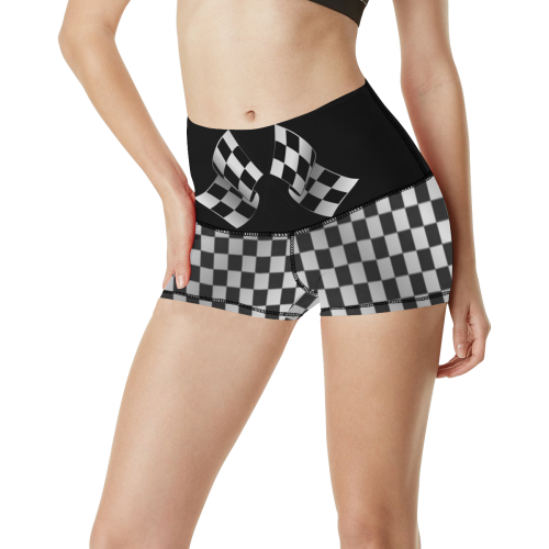 Checkered Flag Women's All Over Print Yoga Shorts (Model L17)