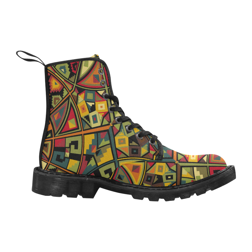 African background pattern Martin Boots for Men (Black) (Model 1203H)