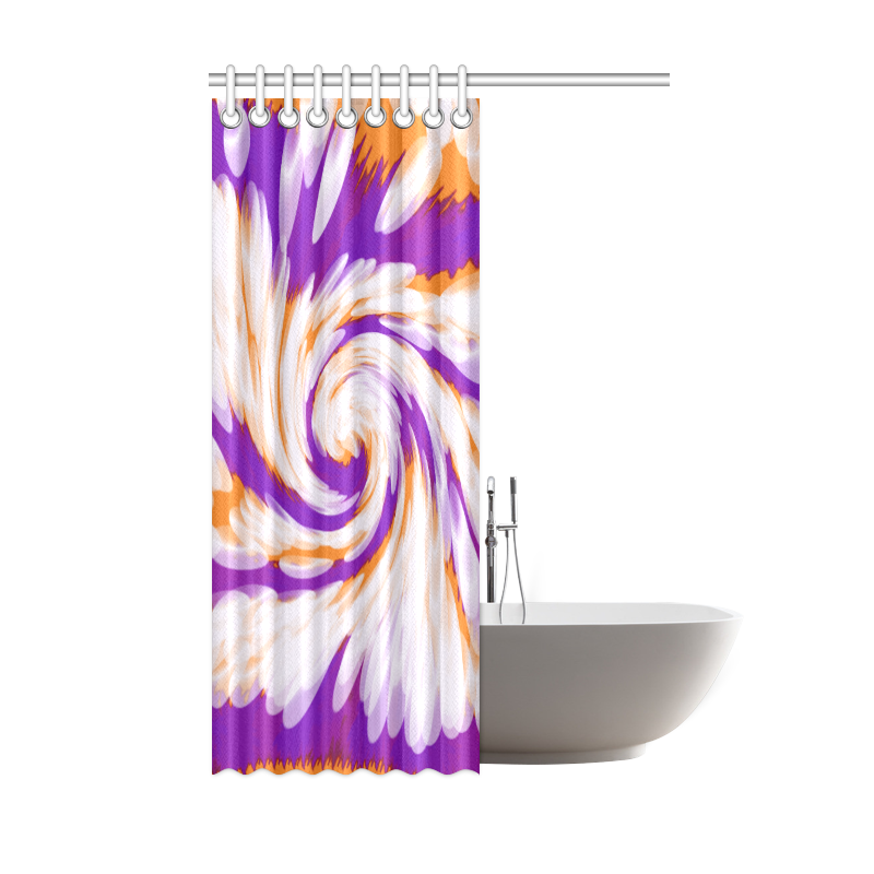 Purple Orange Tie Dye Swirl Abstract Shower Curtain 48"x72"