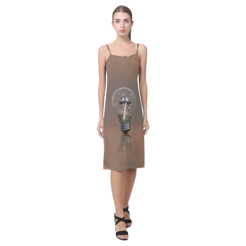 Light bulb with birds Alcestis Slip Dress (Model D05)