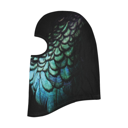 blue feathered peacock animal print design community face mask All Over Print Balaclava