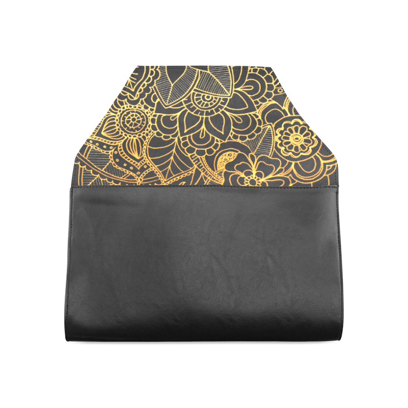 Floral Doodle Gold G523 Clutch Bag (Model 1630)