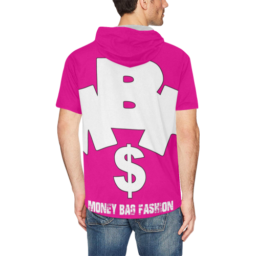 MBF hoodie pink All Over Print Short Sleeve Hoodie for Men (Model H32)