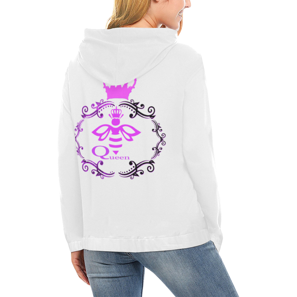 T-shirt queen All Over Print Hoodie for Women (USA Size) (Model H13)