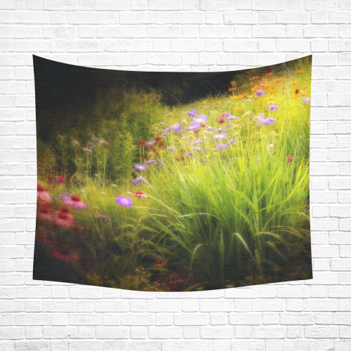 wildflowers Cotton Linen Wall Tapestry 60"x 51"