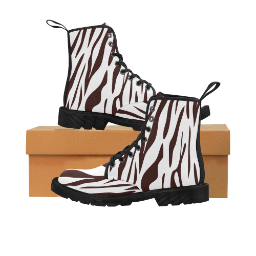Zebra Martin Boots for Women (Black) (Model 1203H)