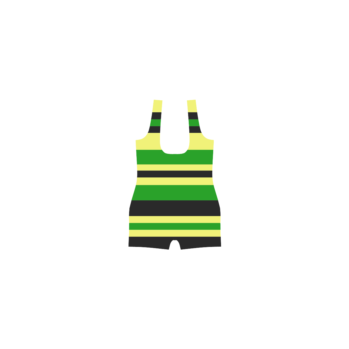 Jamaican Inspired Yellow, Black and Green Stripes Classic One Piece Swimwear (Model S03)