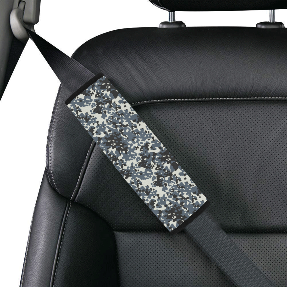 Urban City Black/Gray Digital Camouflage Car Seat Belt Cover 7''x8.5''