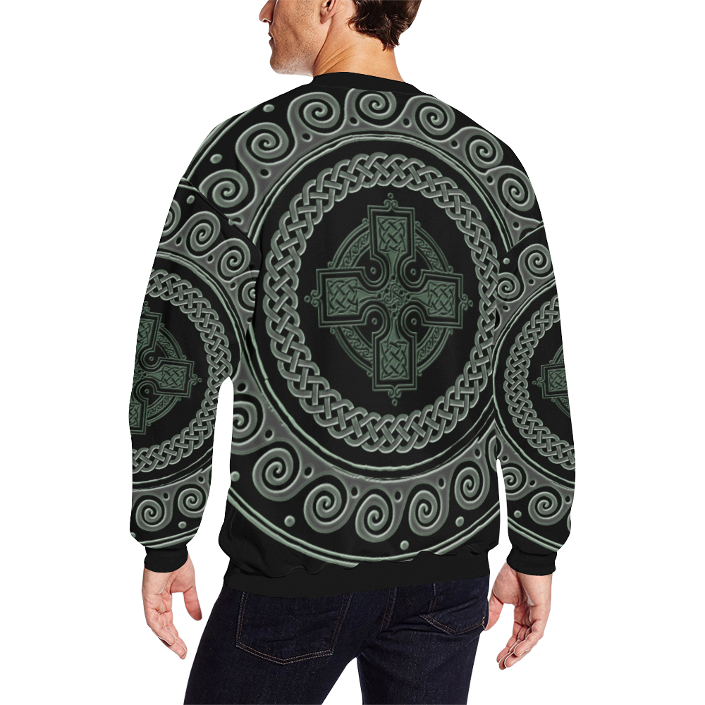 Awesome Celtic Cross All Over Print Crewneck Sweatshirt for Men (Model H18)