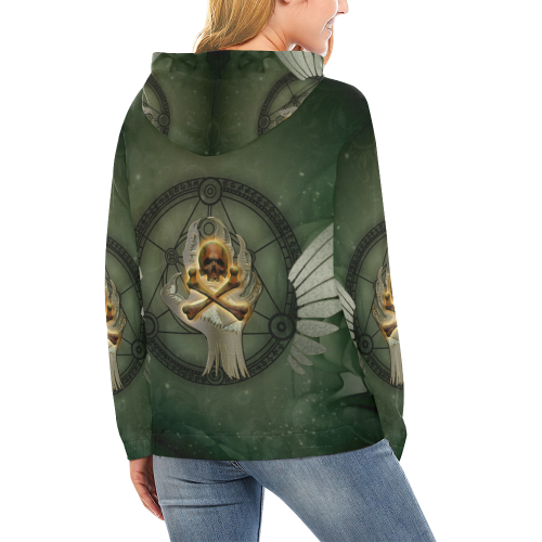 Skull in a hand All Over Print Hoodie for Women (USA Size) (Model H13)