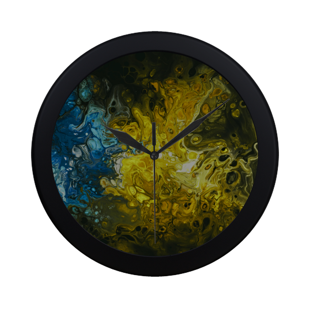 Alien Swirl Yellow Blue. Circular Plastic Wall clock