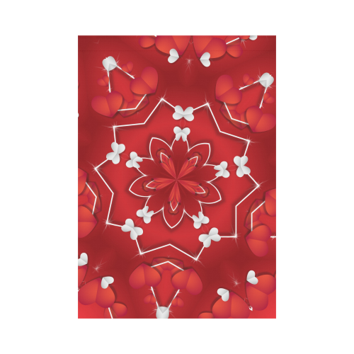 Love and Romance Red and White Hearts and Butterfl Garden Flag 28''x40'' （Without Flagpole）