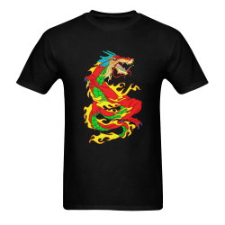 Red Chinese Dragon Black Men's T-shirt in USA Size (Front Printing Only) (Model T02)
