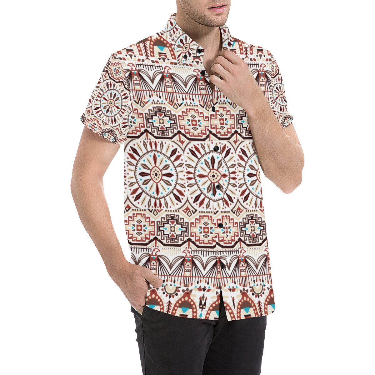 American Native 8 Men's All Over Print Short Sleeve Shirt/Large Size (Model T53)
