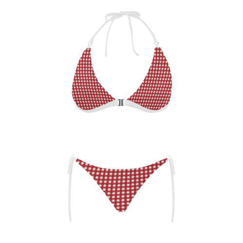 Red White Stars Buckle Front Halter Bikini Swimsuit (Model S08)