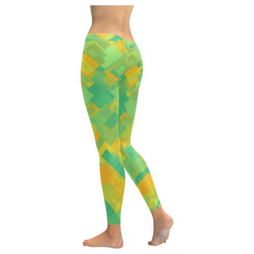Summer Colors Abstract Pattern Women's Low Rise Leggings (Invisible Stitch) (Model L05)