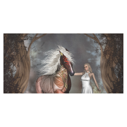 Fantasy horse with fairy Cotton Linen Tablecloth 60"x120"