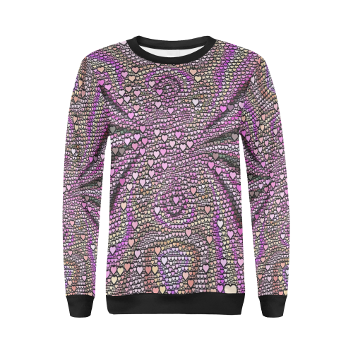 hearts everywhere C by JamColors All Over Print Crewneck Sweatshirt for Women (Model H18)