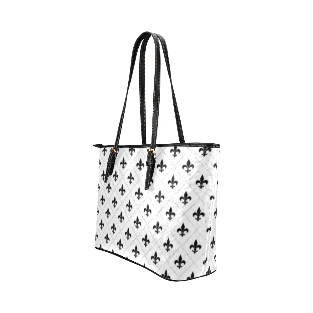 white saints Leather Tote Bag/Small (Model 1651)