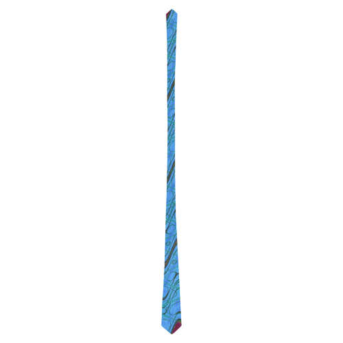 Blue Green and Black Waves pattern design Classic Necktie (Two Sides)