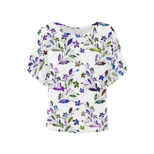 Vivid floral pattern 4182A by FeelGood Women's Batwing-Sleeved Blouse T shirt (Model T44)