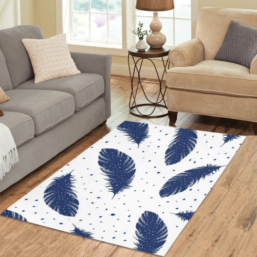 Blue Feathers Area Rug 5'3''x4'