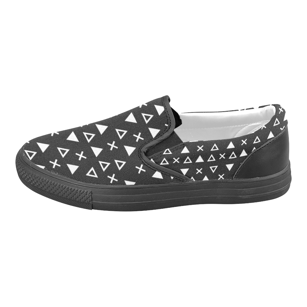 Geo Line Triangle Slip-on Canvas Shoes for Men/Large Size (Model 019)
