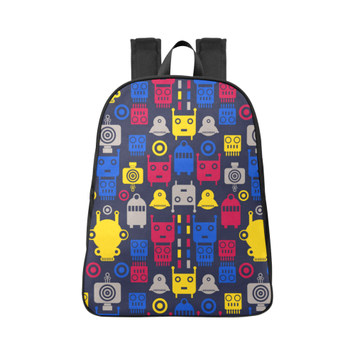 Cartoon Robots Fabric School Backpack (Model 1682) (Large)