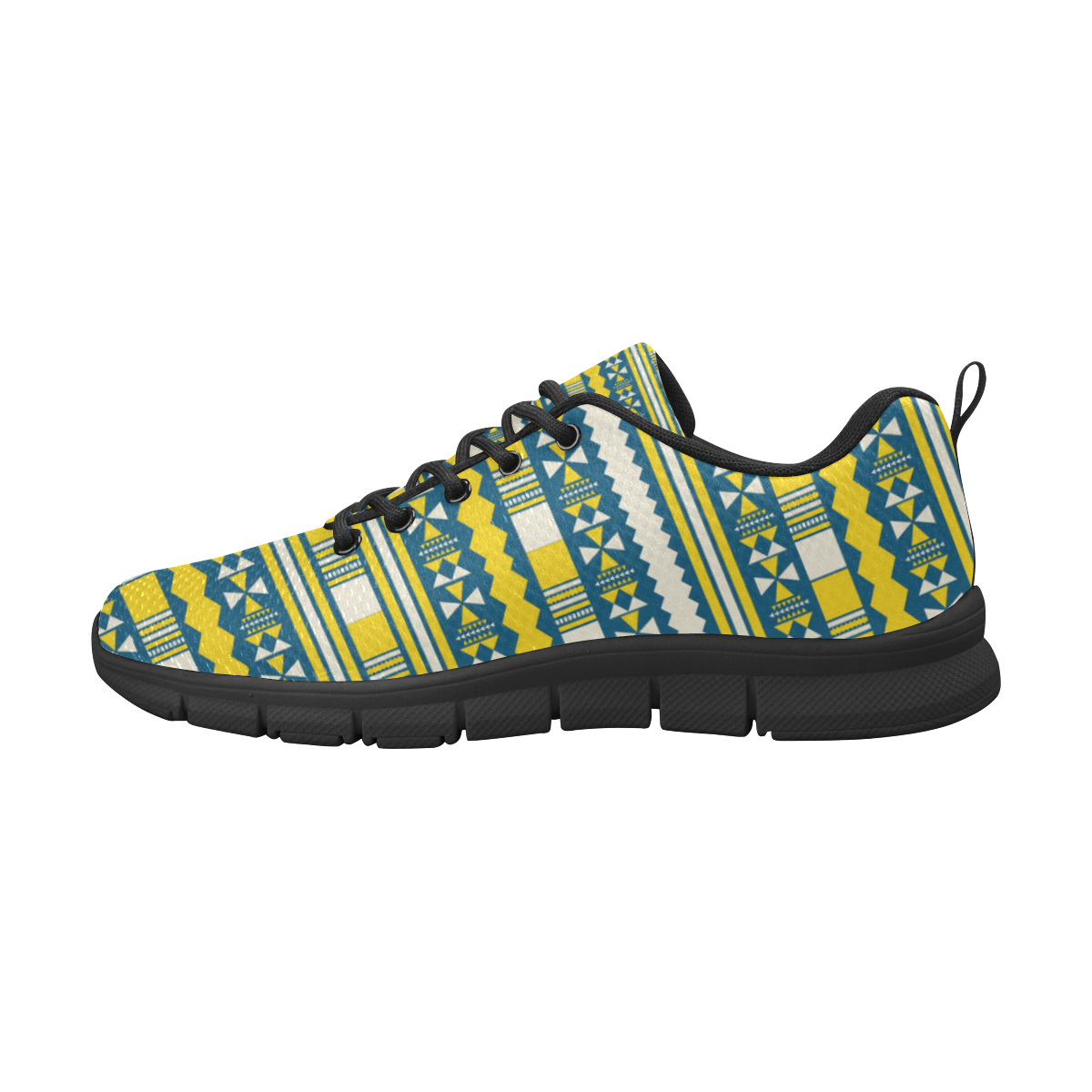 Blue With Yellow Aztec Women's Breathable Running Shoes/Large (Model 055)