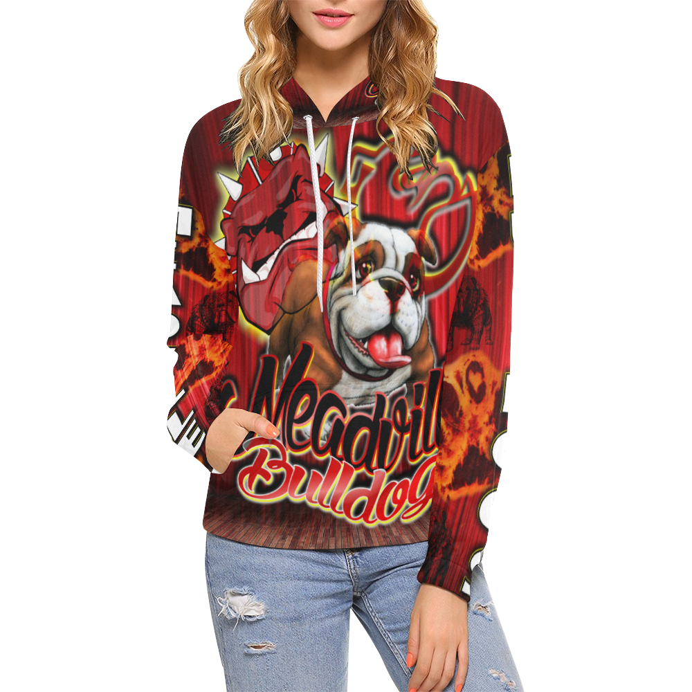 Meadville Bulldogs - Curtain All Over Print Hoodie for Women (USA Size) (Model H13)