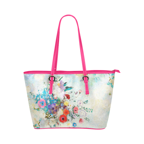 Flowers bouquet Leather Tote Bag/Small (Model 1651)