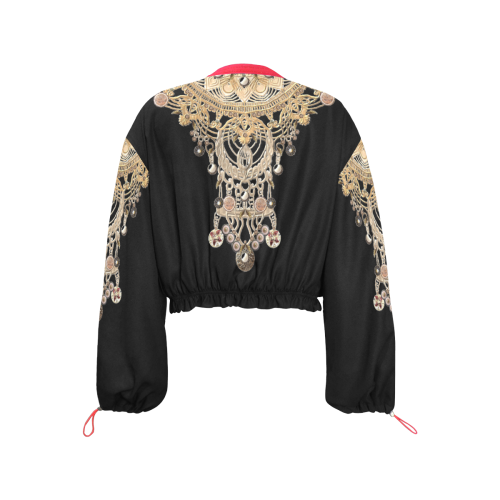 leopard round neck Cropped Chiffon Jacket for Women (Model H30)