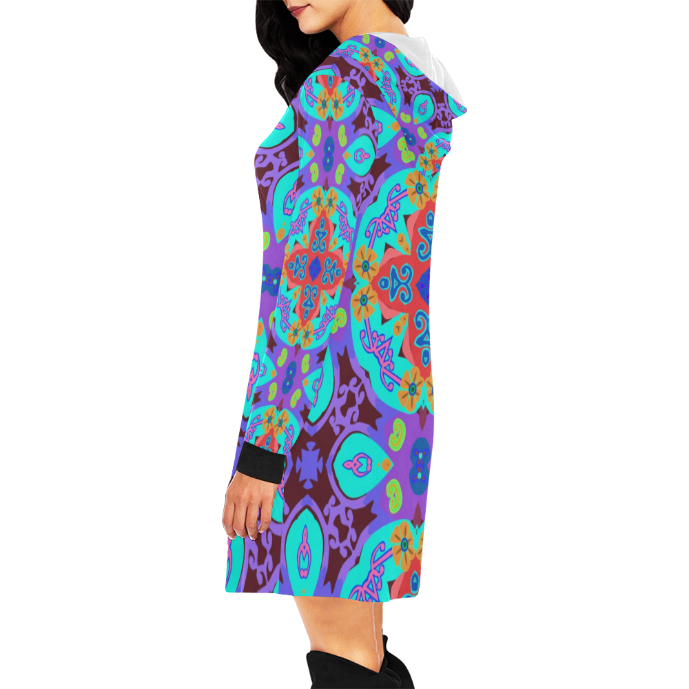 Large Koruu 14 All Over Print Hoodie Mini Dress (Model H27)