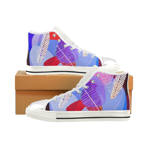 leaf pattern Women's Classic High Top Canvas Shoes (Model 017)