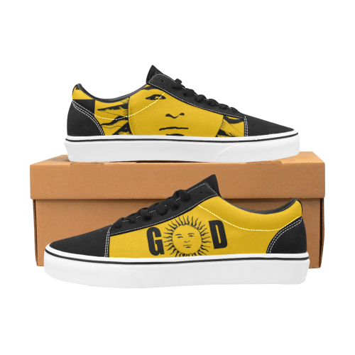GOD Surface 1  Black & Yellow Men's Low Top Skateboarding Shoes (Model E001-2)