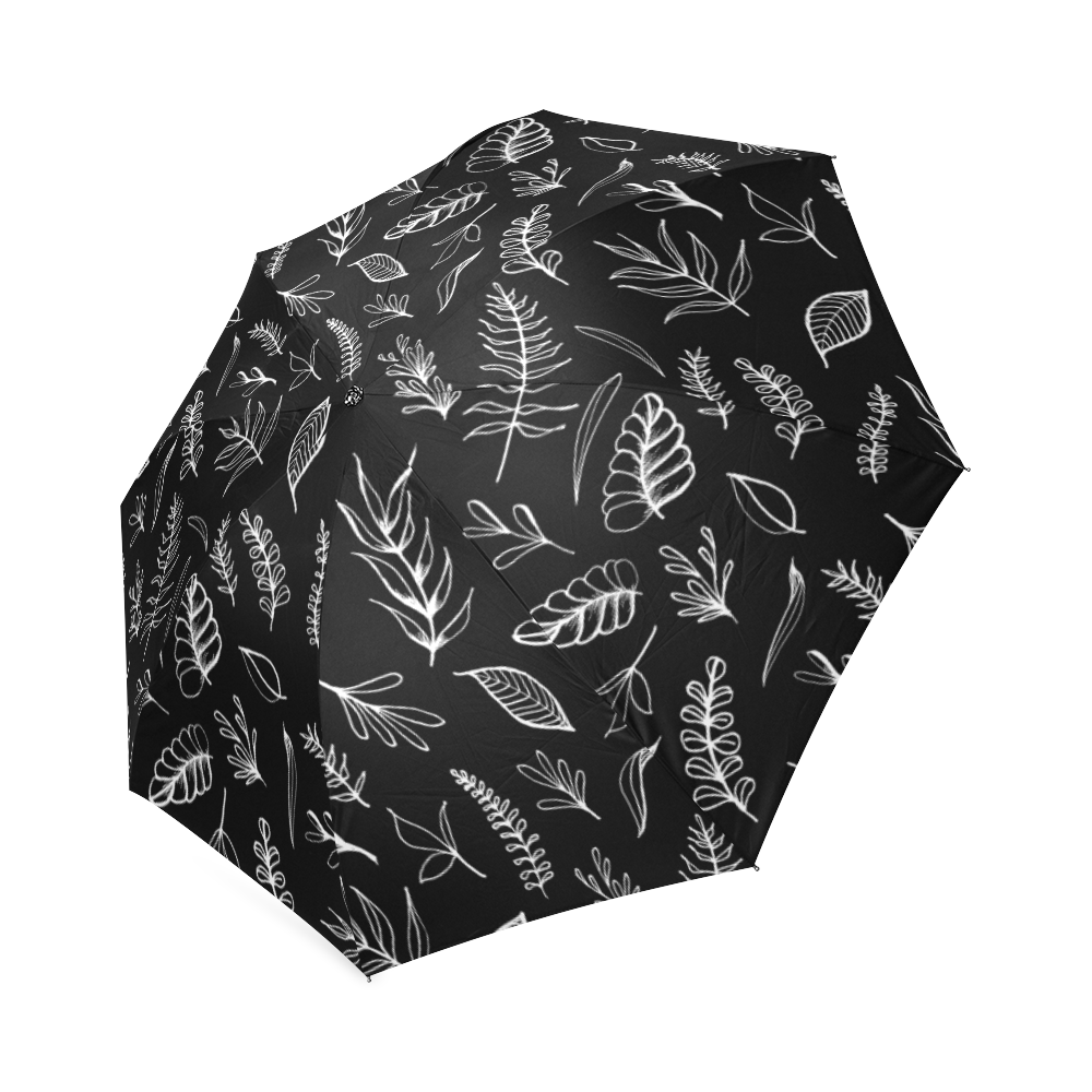 BLACK DANCING LEAVES Foldable Umbrella (Model U01)