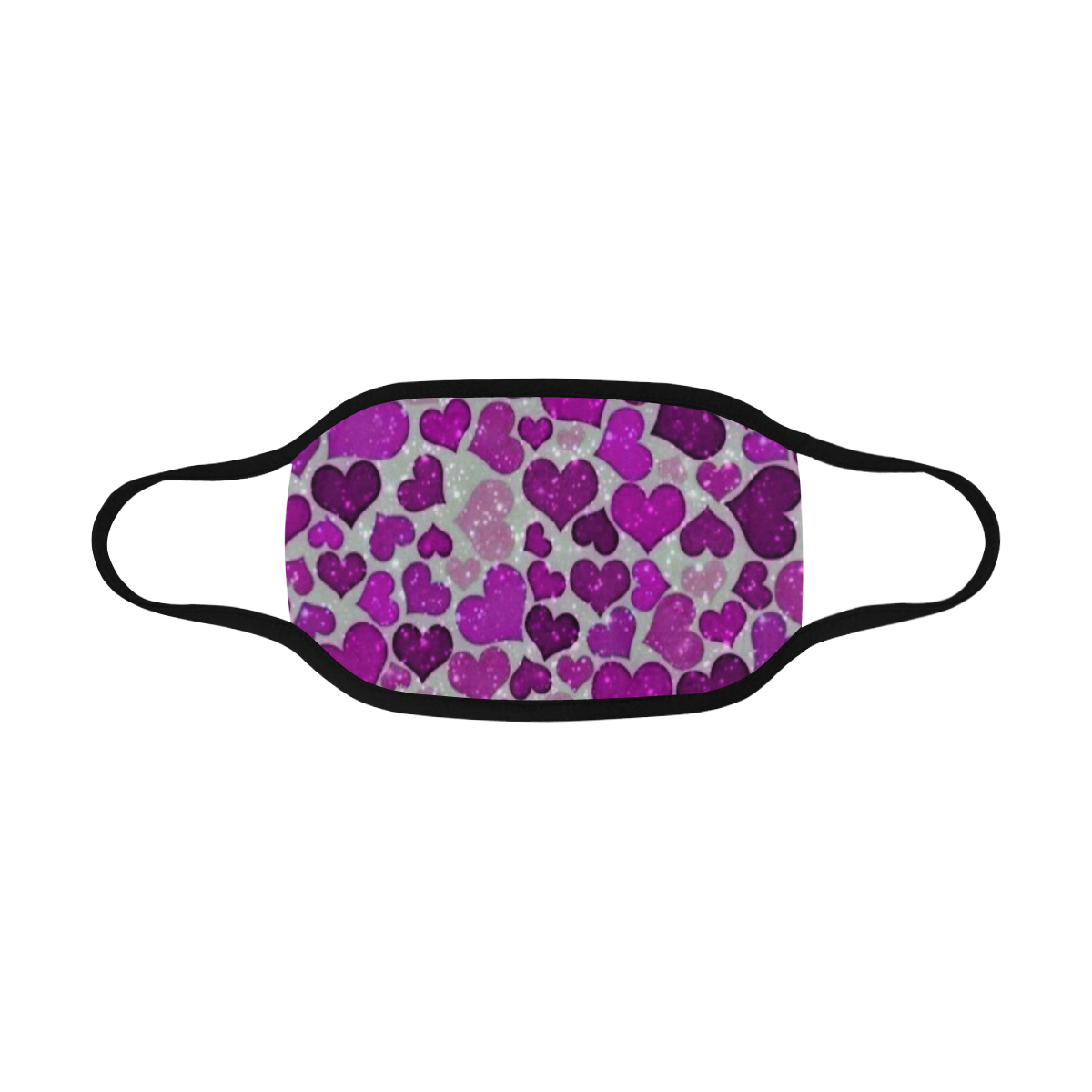 sparkling hearts purple Mouth Mask