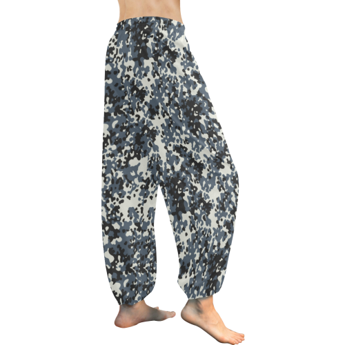 Urban City Black/Gray Digital Camouflage Women's All Over Print Harem Pants (Model L18)