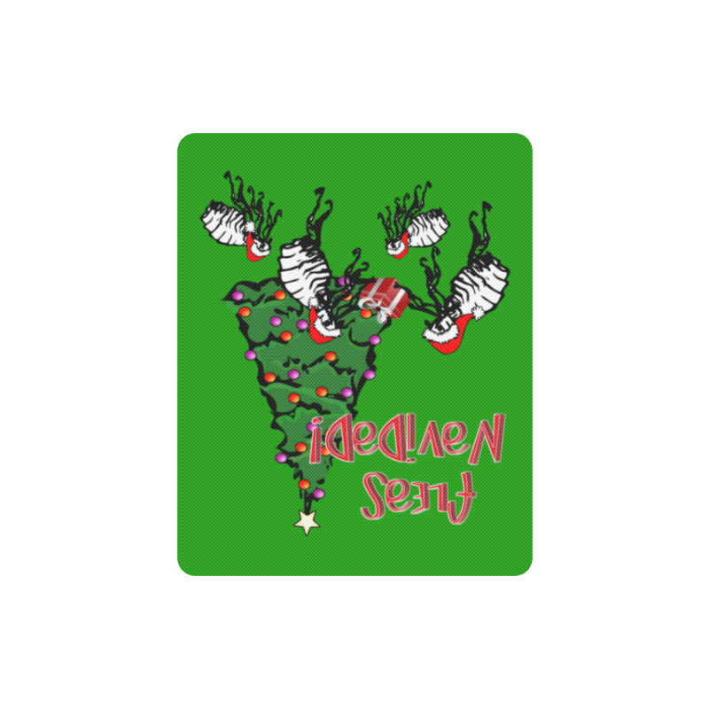 Christmas Fleas Feliz Navidad on Green Rectangle Mousepad