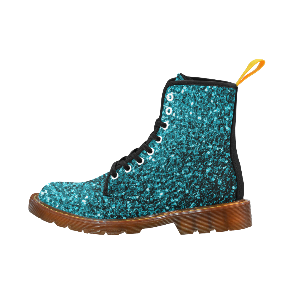 Beautiful Aqua blue glitter sparkles Martin Boots For Women Model 1203H