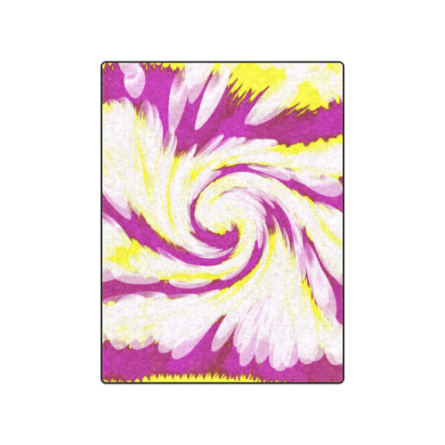 Pink Yellow Tie Dye Swirl Abstract Blanket 50"x60"